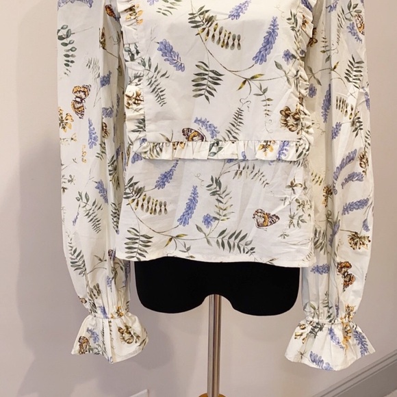 NWT Anthropologie Meadow’s Floral Print High Neck Blouse - Picture 7 of 11